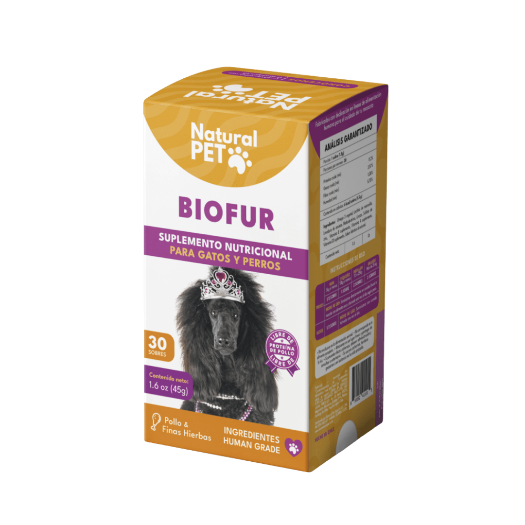 Suplemento Biofur Omega 3 y vitaminas para perros y gatos para fortalecer piel y pelaje