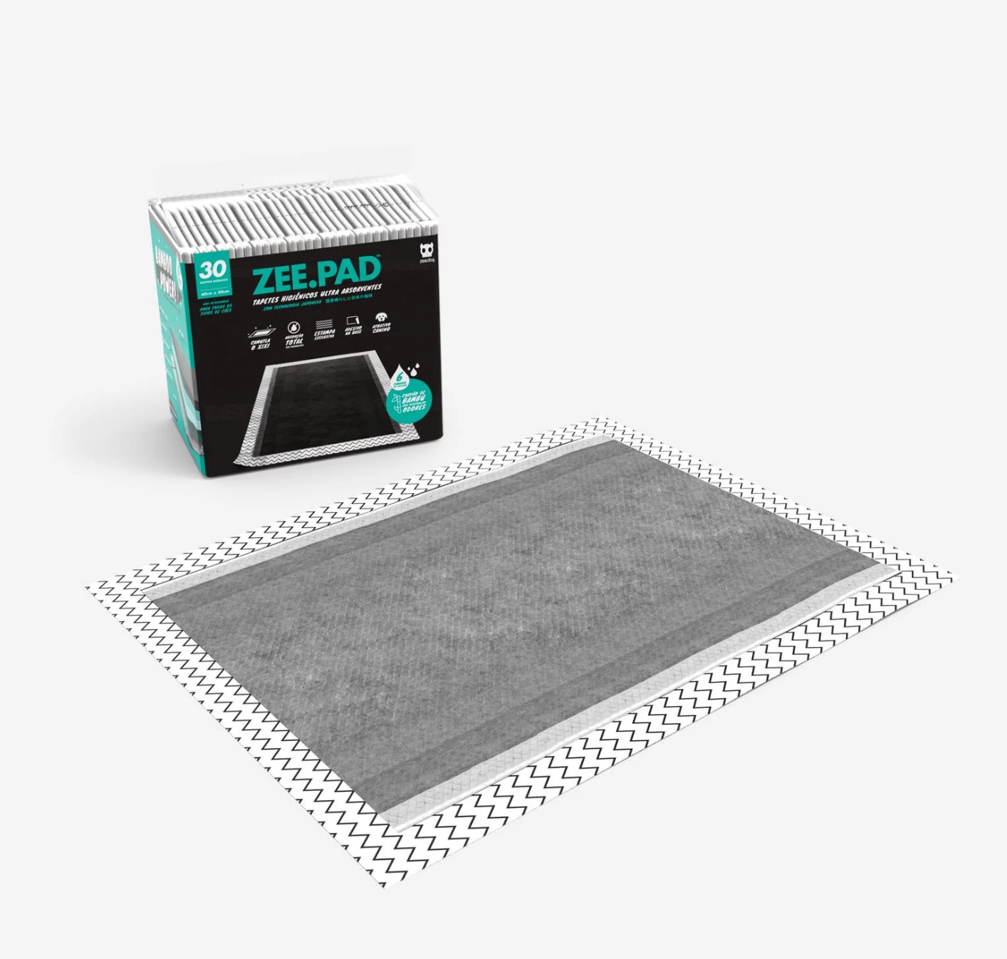 Sabanillas de entrenamiento Zee.Dog Zee.Pad con carbón de bambú para perros pack de 30 unidades